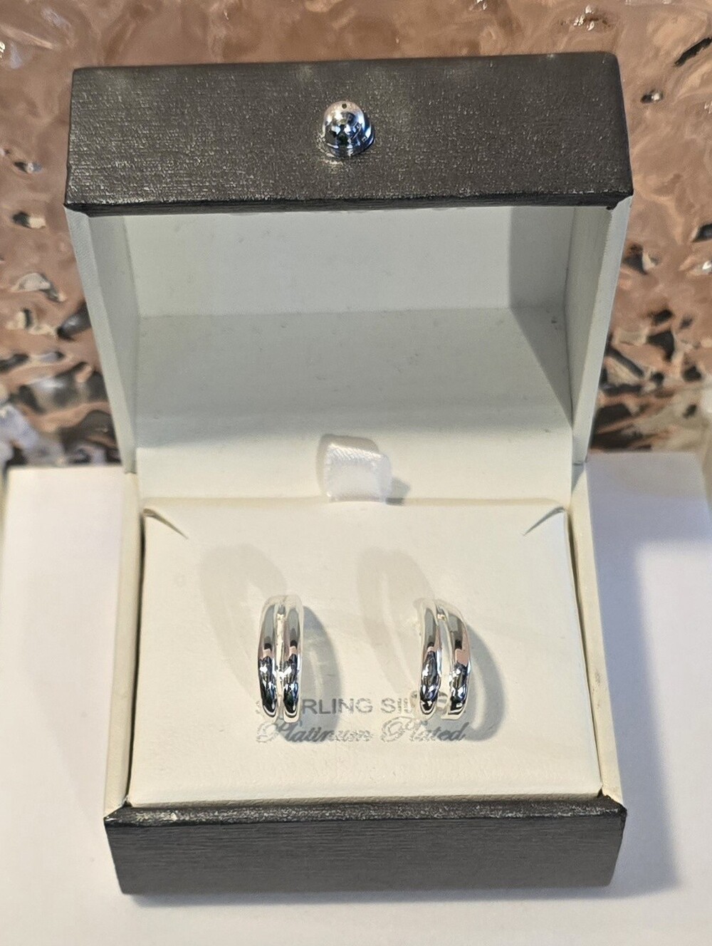 Platinum-Plated Sterling Silver Double Hoop Earrings